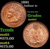 1891 Indian Cent 1c Grades Choice+ Unc