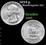 1934-p Washington Quarter 25c Grades Choice AU