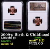 NGC 2009-p Birth & Childhood Lincoln Cent 1c Graded ms66 rd By NGC