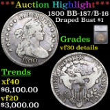 ***Auction Highlight*** 1800 Draped Bust Dollar BB-187/B-16 $1 Graded vf30 details By SEGS (fc)