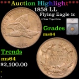 ***Auction Highlight*** 1858 LL Flying Eagle Cent 1c Graded ms64 By SEGS (fc)