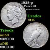 1928-p Peace Dollar $1 Grades xf+