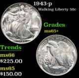 1943-p Walking Liberty Half Dollar 50c Grades GEM+ Unc