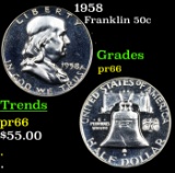 Proof 1958 Franklin Half Dollar 50c Grades GEM+ Proof