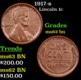 1917-p Lincoln Cent 1c Grades Select Unc BN