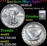 ***Auction Highlight*** 1920-d Standing Liberty Quarter 25c Graded ms62 By SEGS (fc)