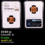 NGC 1949-p Lincoln Cent 1c Graded ms65 rd By NGC