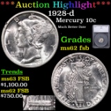 ***Auction Highlight*** 1928-d Mercury Dime 10c Graded ms62 fsb By SEGS (fc)