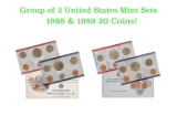 Group of 2 United States Mint Set in Original Government Packaging! From 1988-1989 with 20 Coins Ins