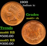 1900 Indian Cent 1c Grades Gem+ Unc RB