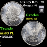 1878-p Rev '79 Morgan Dollar $1 Graded ms63 pl By SEGS
