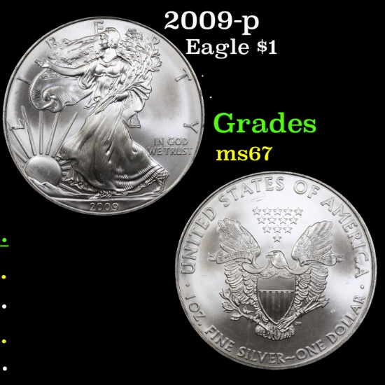 2009-p Silver Eagle Dollar $1 Grades GEM++ Unc