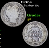1907-s Barber Dime 10c Grades g+