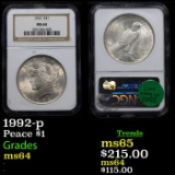 NGC 1922-p Peace Dollar $1 Graded ms64 BY NGC