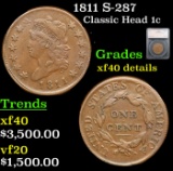 ***Auction Highlight*** 1811 Classic Head Large Cent S-287 1c Graded xf40 details By SEGS (fc)