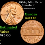 1966-p Lincoln Cent Mint Error 1c Grades Choice Unc BN