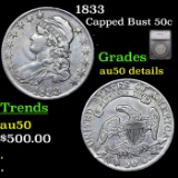 1833 Capped Bust Half Dollar 50c Graded au50 details By SEGS