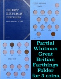 Partial Whitman Great Britian Farthings Folder for 3 coins, 1878,1888 and 1895.