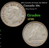 1952 Canada 10 Cents 10c KM-43 Grades xf