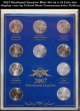 2007 Statehood Quarter Mint Set in a 10 Coin slot display case by United State Commemorative Gallery