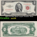 1953 $2 Red Seal Legal Tender Note Grades Choice AU/BU Slider