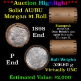 ***Auction Highlight***  AU/BU Slider Brinks Shotgun Morgan $1 Roll 1898 & P Ends Virtually UNC (fc)