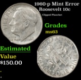 1960-p Roosevelt Dime Mint Error 10c Grades Select Unc