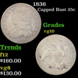 1836 Capped Bust Quarter 25c Grades vg+