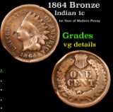 1864 Bronze Indian Cent 1c Grades vg details