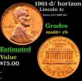 1961-d/ horizontal d Lincoln Cent FS-501 1c Grades GEM++ RB