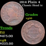1814 Plain 4 Classic Head Large Cent 1c Grades vg+