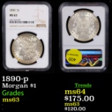 NGC 1890-p Morgan Dollar $1 Graded ms63 By NGC