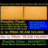 Original sealed 1958 United States Mint Proof Set! 5 Coins Inside!