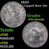 1833 Capped Bust Half Dollar 50c Grades VF Details