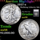 ***Auction Highlight*** 1927-s Walking Liberty Half Dollar 50c Graded au58 By SEGS (fc)