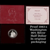 Commemorative Proof 1982-s Washington 90% Silver Half Dollar. Sealed and Uncirculated. Modern Commem