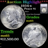***Auction Highlight*** 1934-s Peace Dollar $1 Graded ms65 By SEGS (fc)