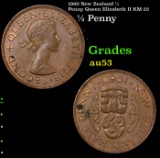 1960 New Zealand 1/2 Penny Queen Elizabeth II KM-23 Grades Select AU