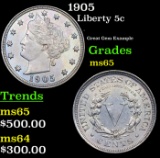 1905 Liberty Nickel 5c Grades GEM Unc