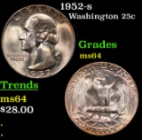 1952-s Washington Quarter 25c Grades Choice Unc