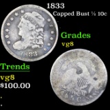 1833 Capped Bust Half Dime 1/2 10c Grades vg, very good