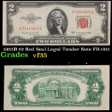 1953B $2 Red Seal Legal Tender Note FR-1511 Grades vf++
