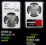 NGC 1886-p Morgan Dollar $1 Graded ms64 By NGC