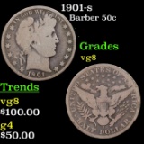 1901-s Barber Half Dollars 50c Grades vg, very good