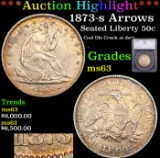 ***Auction Highlight*** 1873-s Arrows Seated Half Dollar 50c Graded ms63 By SEGS (fc)