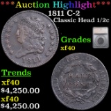 ***Auction Highlight*** 1811 Classic Head half cent C-2 1/2c Graded xf40 By SEGS (fc)