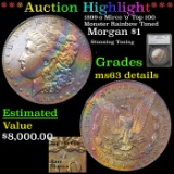 ***Auction Highlight*** 1899-o Mirco 'o' Top 100 Morgan Dollar Monster Rainbow Toned $1 Graded ms63