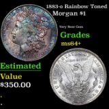 1883-o Morgan Dollar Rainbow Toned $1 Grades Choice+ Unc