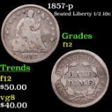 1857-p Seated Liberty Half Dime 1/2 10c Grades f, fine