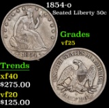 1854-o Seated Half Dollar 50c Grades vf+